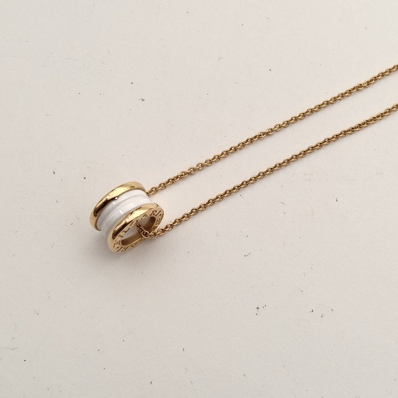 BVLGARI B.ZERO1彈簧項鏈三環扣18K玫瑰金/白陶瓷-1