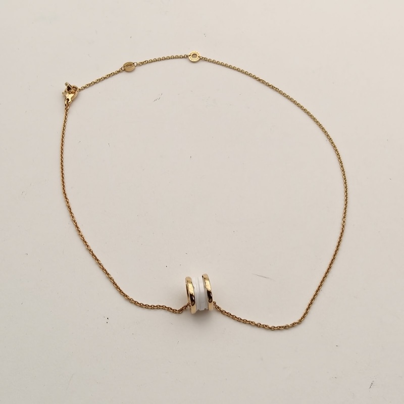 BVLGARI B.ZERO1彈簧項鏈三環扣18K玫瑰金/白陶瓷-2