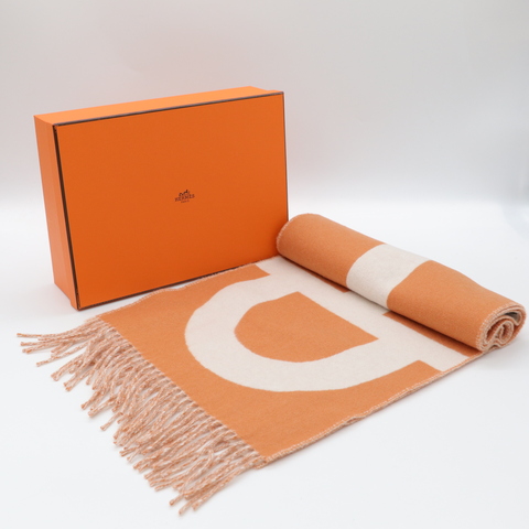 Hermès 愛馬仕 羊毛 雙面 流蘇 圍巾