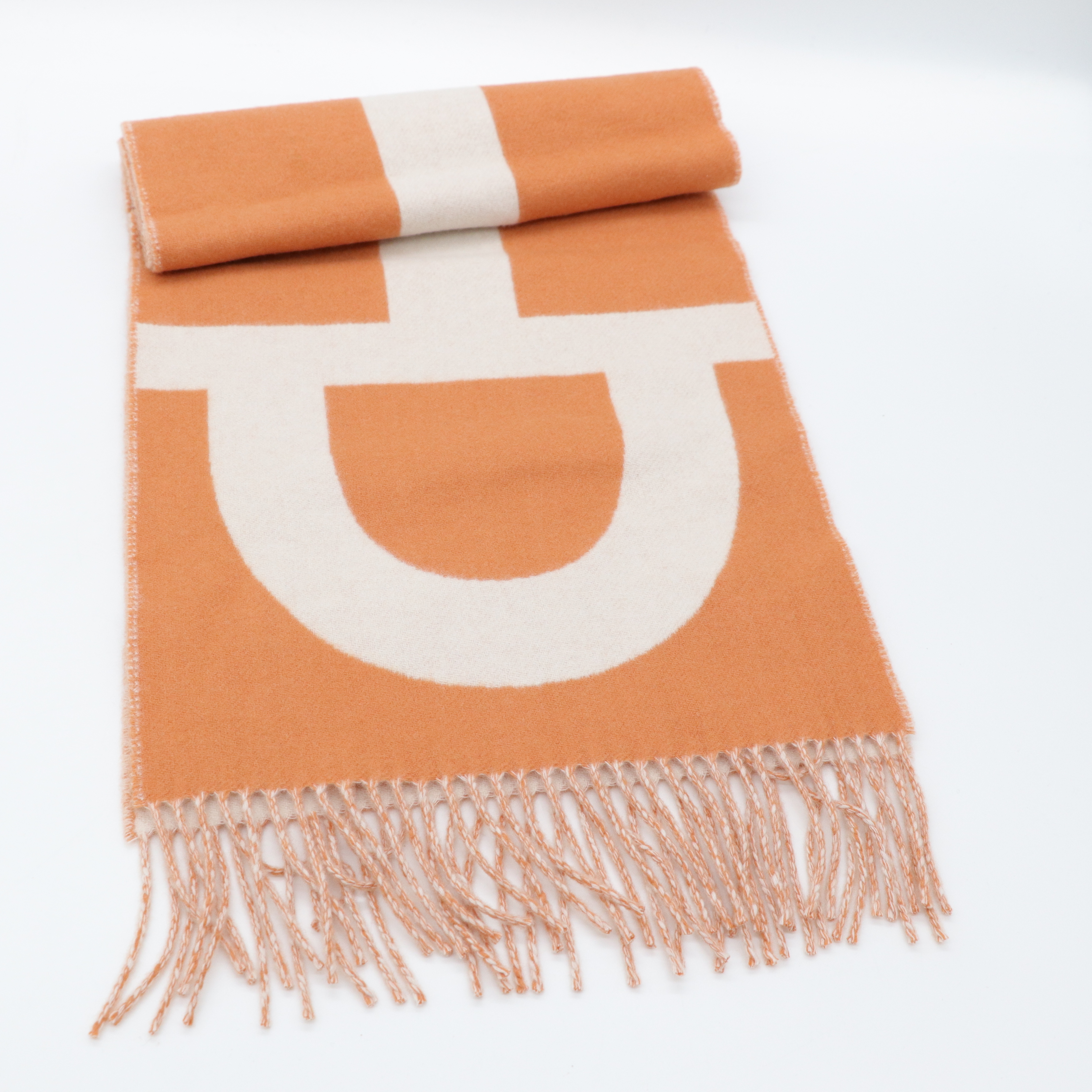 Hermès 愛馬仕 羊毛 雙面 流蘇 圍巾-1