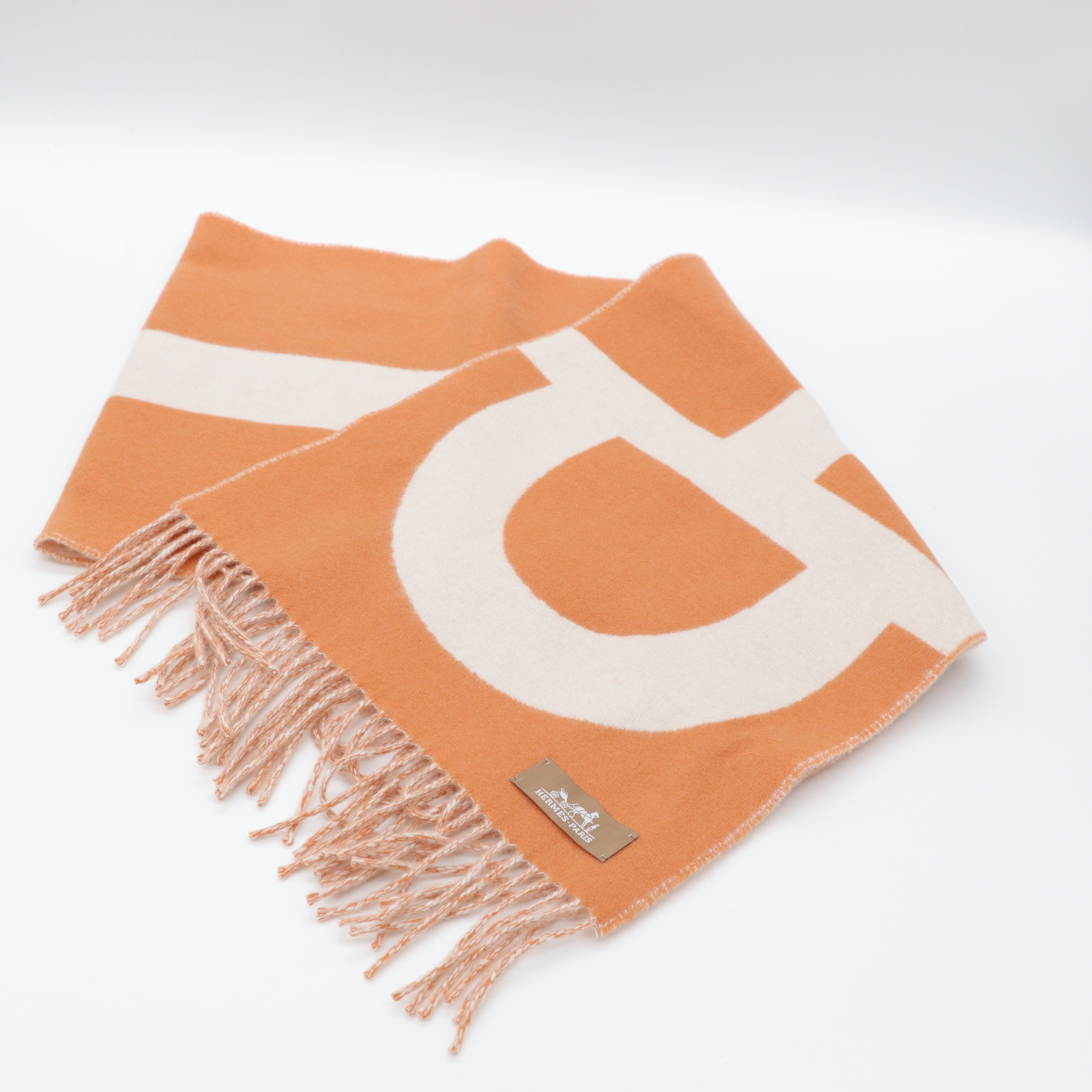 Hermès 愛馬仕 羊毛 雙面 流蘇 圍巾-2