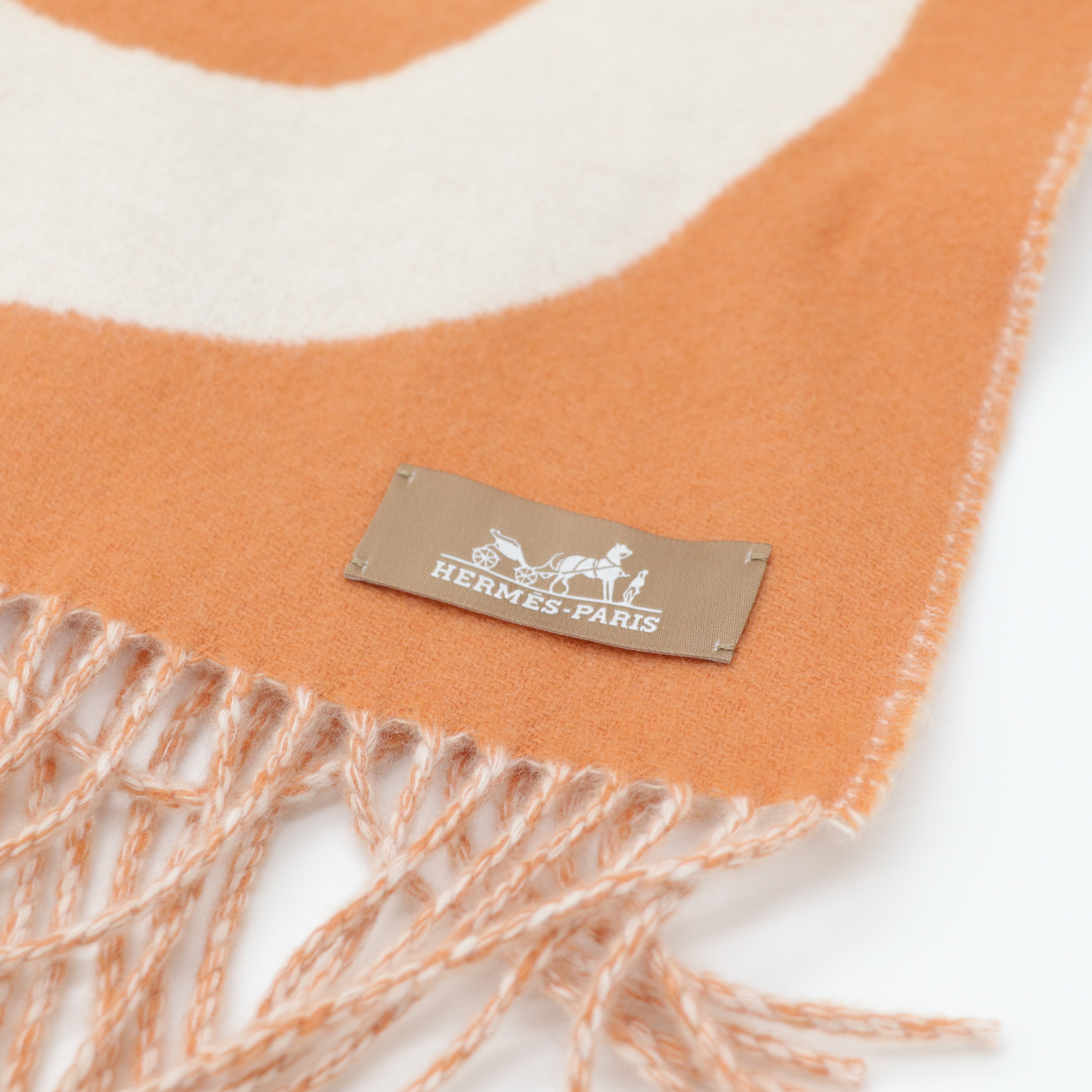 Hermès 愛馬仕 羊毛 雙面 流蘇 圍巾-4