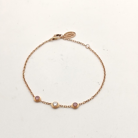 CARTIER 18K玫瑰金鑽石SAPHIRS三鑽彩寶手鏈M-L碼