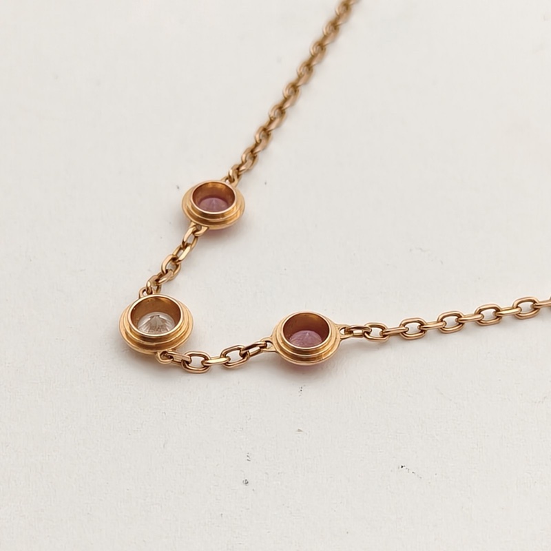 CARTIER 18K玫瑰金鑽石SAPHIRS三鑽彩寶手鏈M-L碼-2
