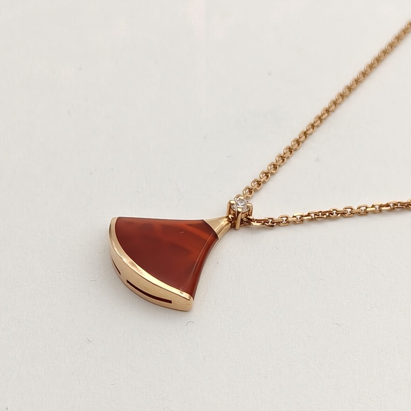 BVLGARI DIVASDREAM單鑽小扇子項鏈18K玫瑰金/鑽石/紅玉髓-1