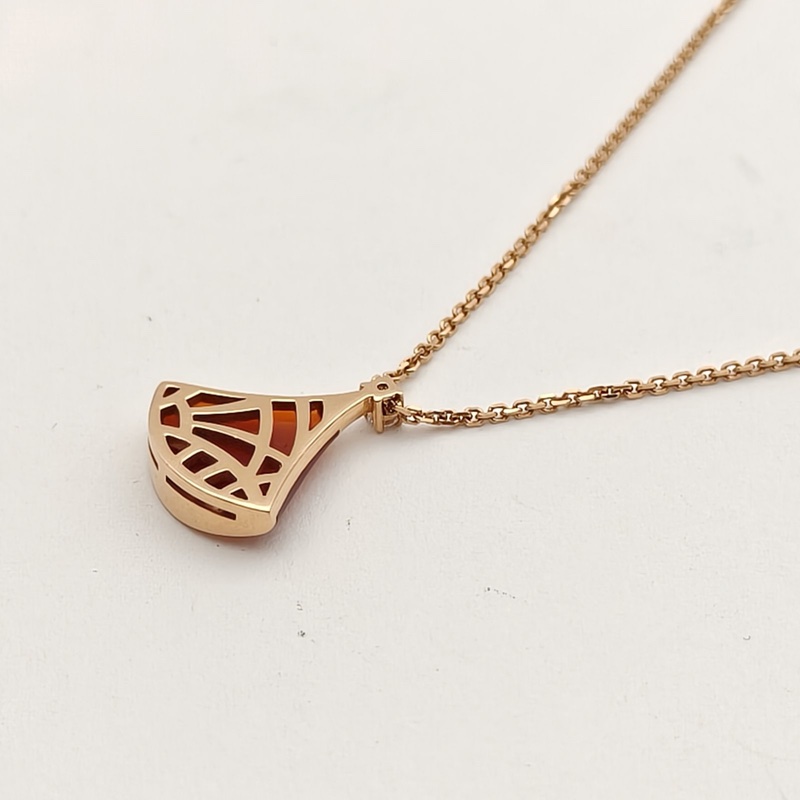 BVLGARI DIVASDREAM單鑽小扇子項鏈18K玫瑰金/鑽石/紅玉髓-2