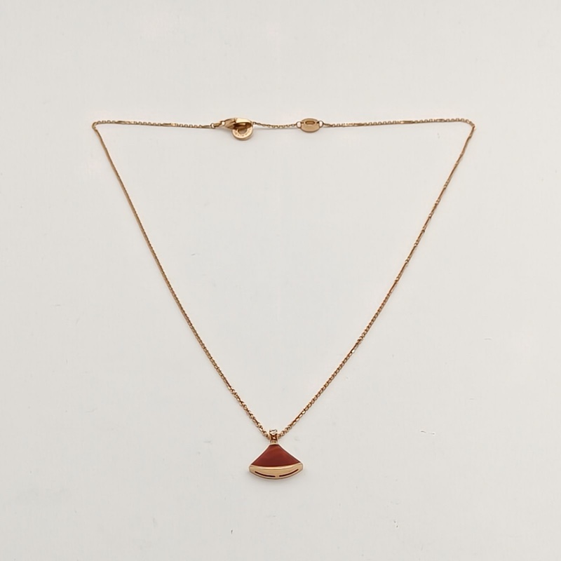 BVLGARI DIVASDREAM單鑽小扇子項鏈18K玫瑰金/鑽石/紅玉髓-4