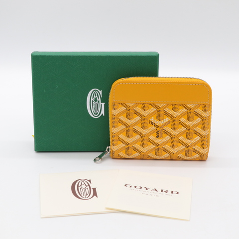 Goyard 戈雅 黃色 經典花紋 拉鏈錢包 卡包