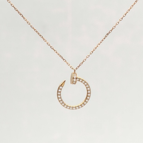 CARTIER JUSTEUNCLOU鑲嵌鑽石滿鑽釘子項鏈18K玫瑰金/鑽石