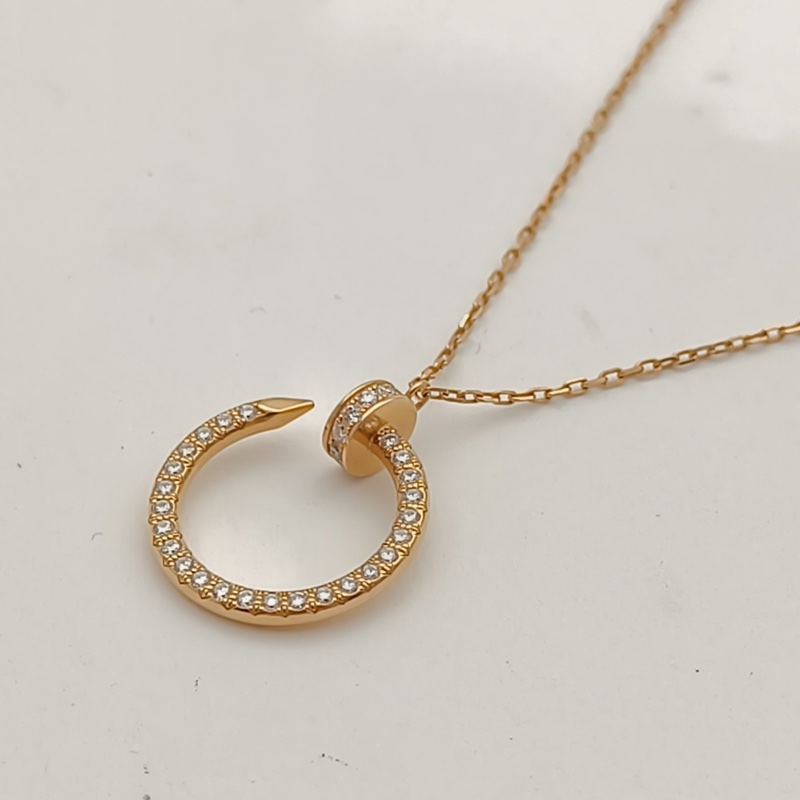 CARTIER JUSTEUNCLOU鑲嵌鑽石滿鑽釘子項鏈18K玫瑰金/鑽石-1