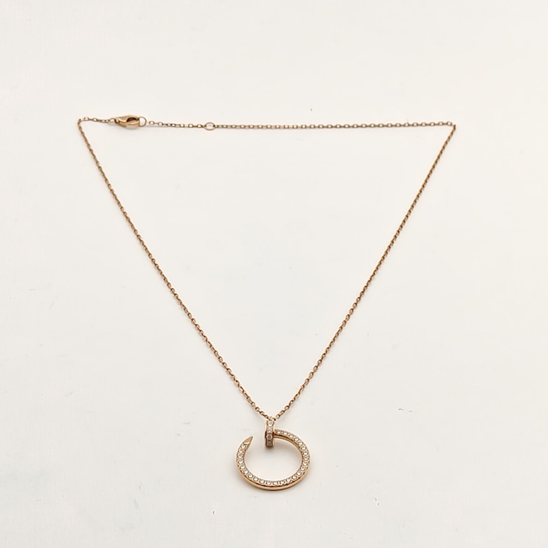 CARTIER JUSTEUNCLOU鑲嵌鑽石滿鑽釘子項鏈18K玫瑰金/鑽石-4