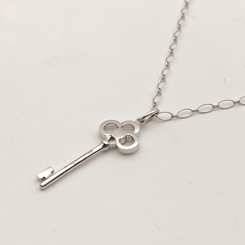 TIFFANY&CO TiffanyKeys皇冠鑰匙項鏈中號3.8cm半鑽18K白金/鑽石-2