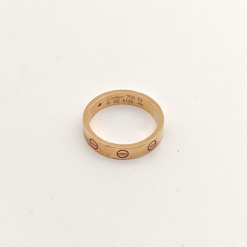 CARTIER LOVE18K金單鑽窄版戒指18K玫瑰金/鑽石52-2