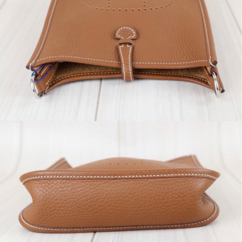 「JL精品代購」9新 Hermes 愛馬仕 mini evelyne 棕銀-5