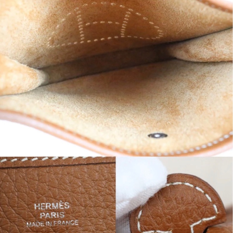 「JL精品代購」9新 Hermes 愛馬仕 mini evelyne 棕銀-8