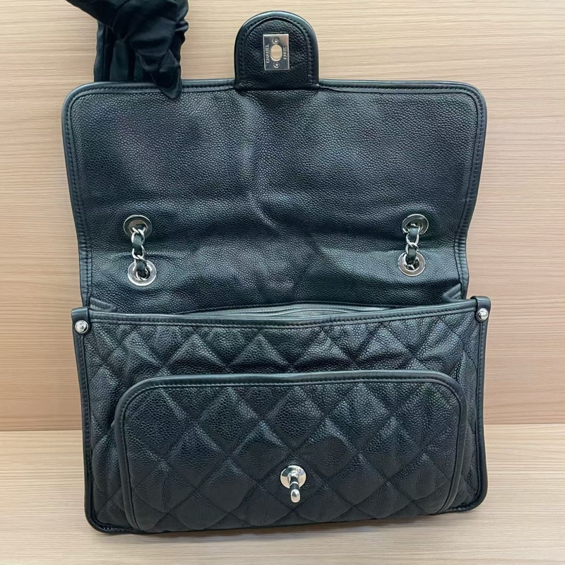 NO:D4 Chanel香奈兒 机场包黑色 荔枝皮 2013年 尺寸30*6*20 可單肩斜挎 無附件-6
