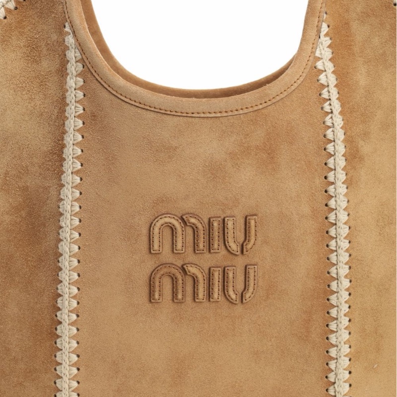 Miu Miu 女士 IVY 絨面革和鈎針編織手提包均碼碼35cm*40cm-2