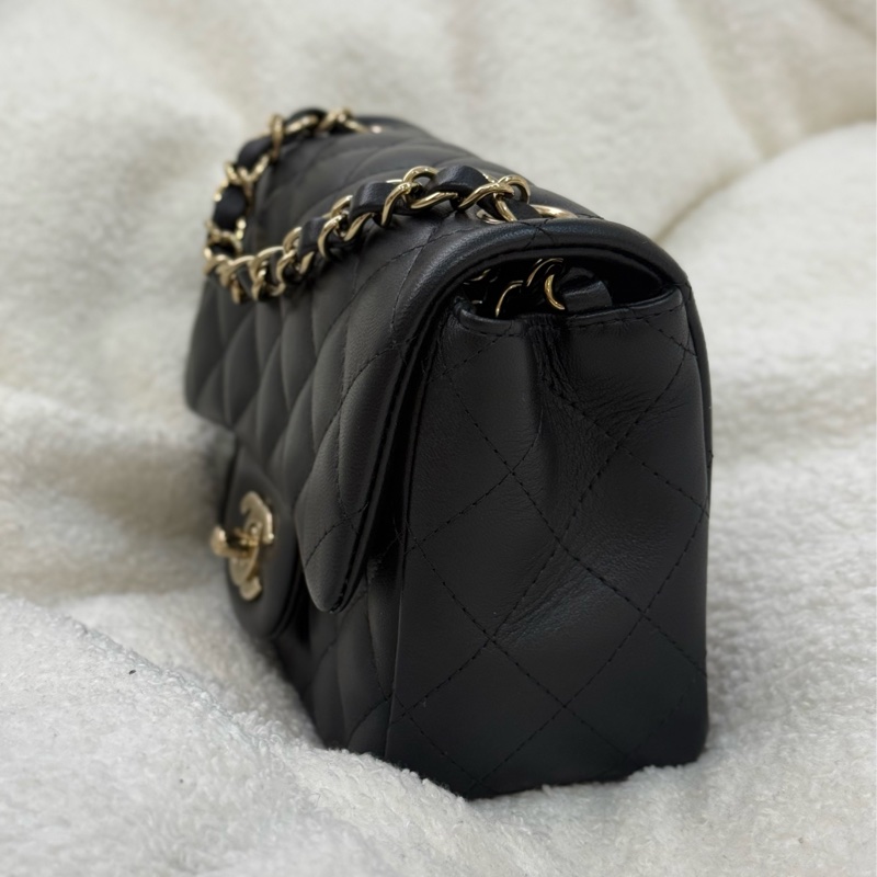 (Momo購證🈵全配）全新Chanel 方胖子 黑色 淡金釦✨最新晶片款-3