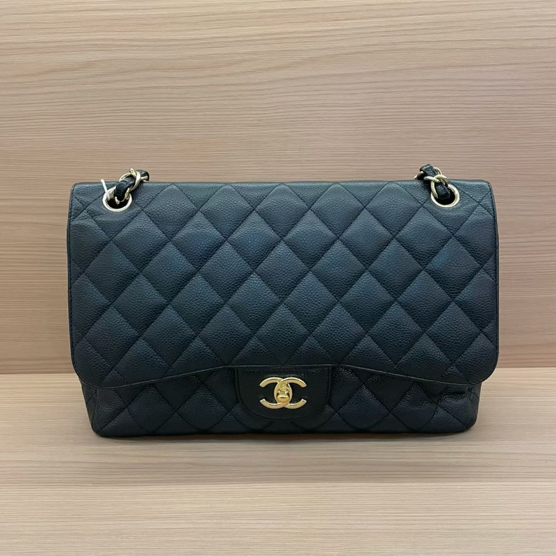 NO:D18 Chanel香奈兒 單肩斜挎鏈條包cf黑色 荔枝皮 大號 2012年 16開 無附件-0