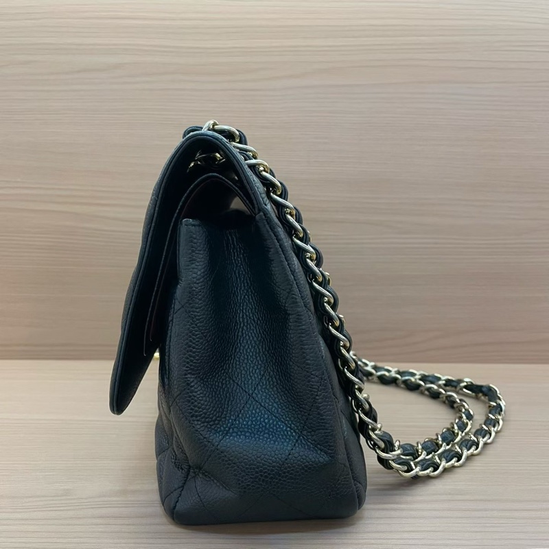 NO:D18 Chanel香奈兒 單肩斜挎鏈條包cf黑色 荔枝皮 大號 2012年 16開 無附件-2