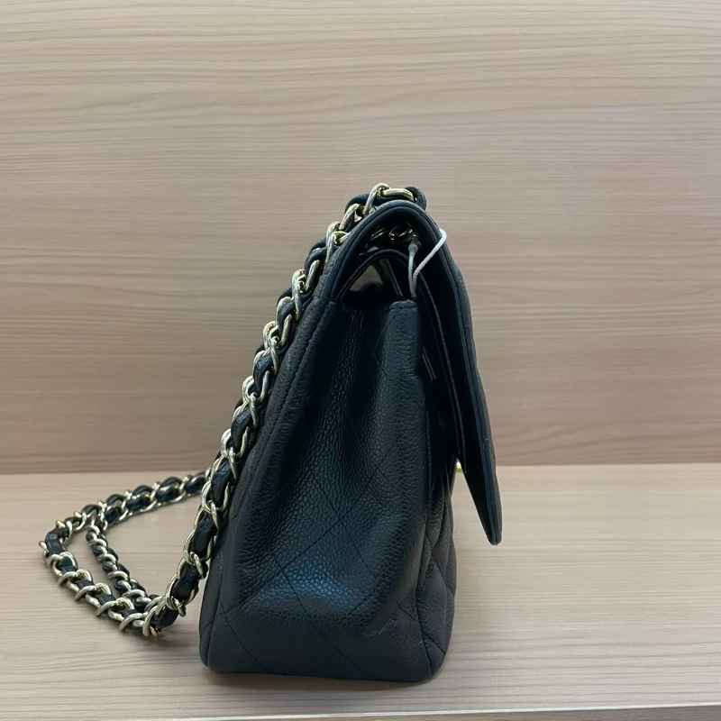 NO:D18 Chanel香奈兒 單肩斜挎鏈條包cf黑色 荔枝皮 大號 2012年 16開 無附件-3