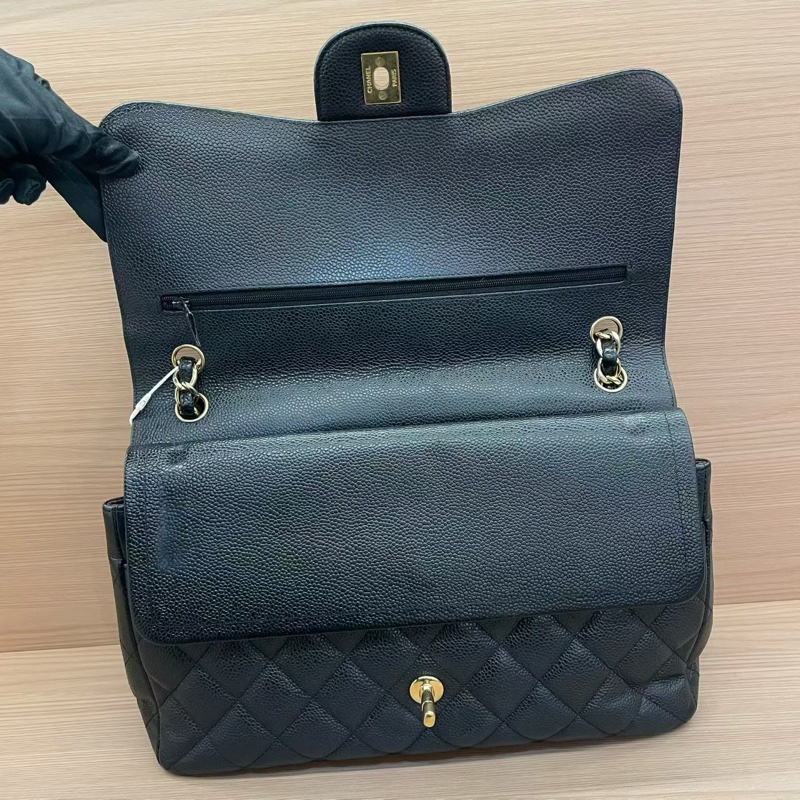 NO:D18 Chanel香奈兒 單肩斜挎鏈條包cf黑色 荔枝皮 大號 2012年 16開 無附件-6