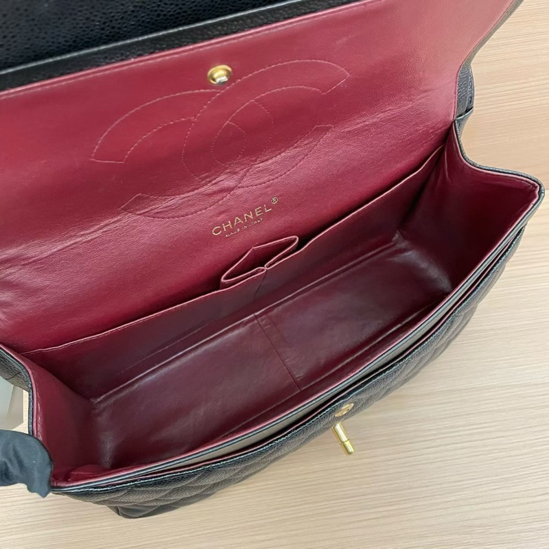 NO:D18 Chanel香奈兒 單肩斜挎鏈條包cf黑色 荔枝皮 大號 2012年 16開 無附件-8