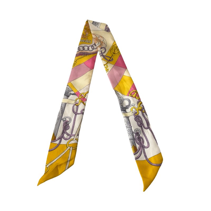 Used HERMÈS Twilly Yellow Pink-1