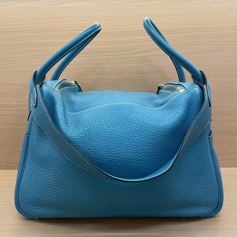 NO:C96 Hermes 愛馬仕 LINDY 牛仔藍銀扣 TC 34，2010年 框N 無附件-1