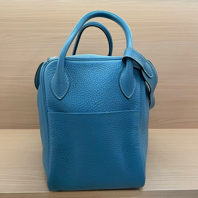 NO:C96 Hermes 愛馬仕 LINDY 牛仔藍銀扣 TC 34，2010年 框N 無附件-2