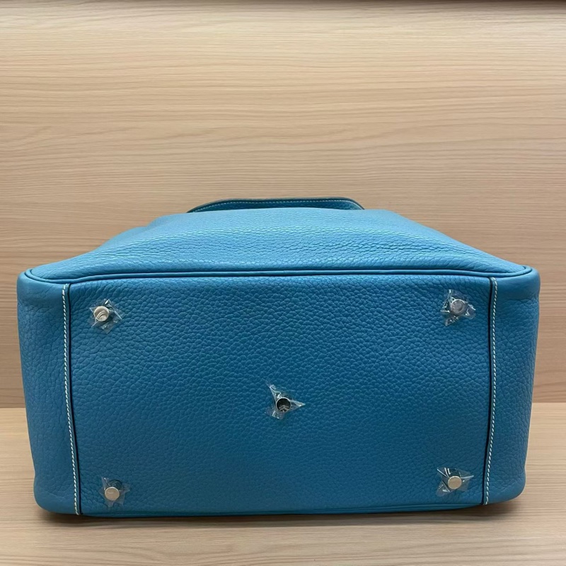 NO:C96 Hermes 愛馬仕 LINDY 牛仔藍銀扣 TC 34，2010年 框N 無附件-5