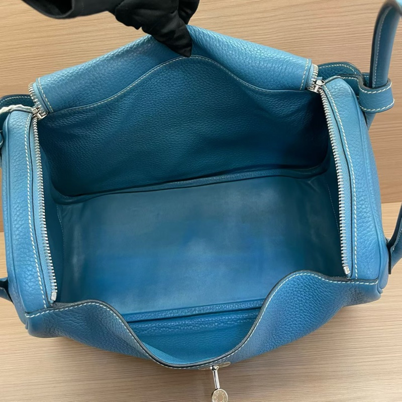 NO:C96 Hermes 愛馬仕 LINDY 牛仔藍銀扣 TC 34，2010年 框N 無附件-7