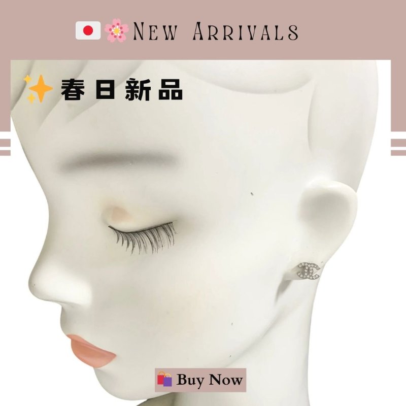 🛍️🎁 26 🔥 4月新品【預訂】 💘 香奈兒 Chanel 經典款銀色水鑽耳環 🔥 香奈兒熱賣款 香奈兒經典款耳環 CHANEL EARRING-3