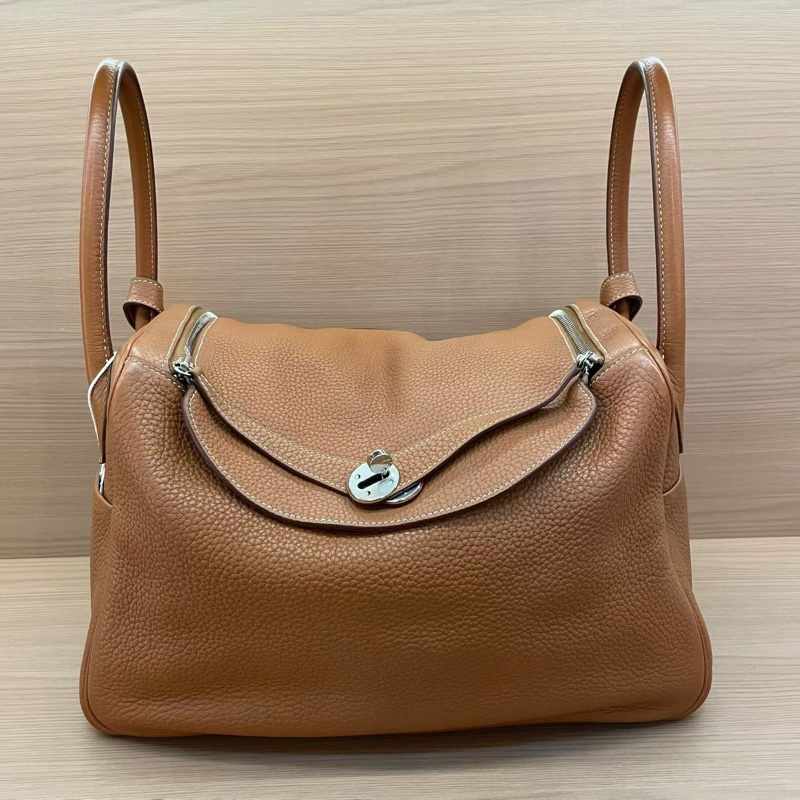 NO:C84 Hermes愛馬仕 LINDY 金棕色銀扣TC 34 ，2015年 t刻 無附件-0