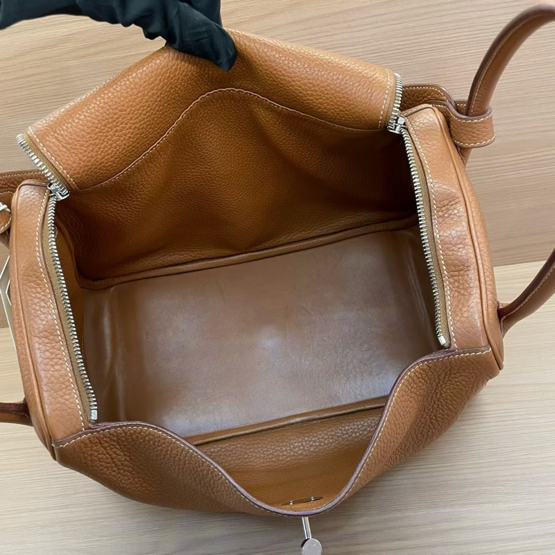 NO:C84 Hermes愛馬仕 LINDY 金棕色銀扣TC 34 ，2015年 t刻 無附件-7