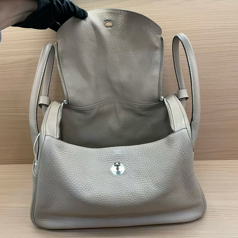Hermes 愛馬仕 LINDY斑鳩灰 銀扣TC 34，2009年 框m 無附件-6
