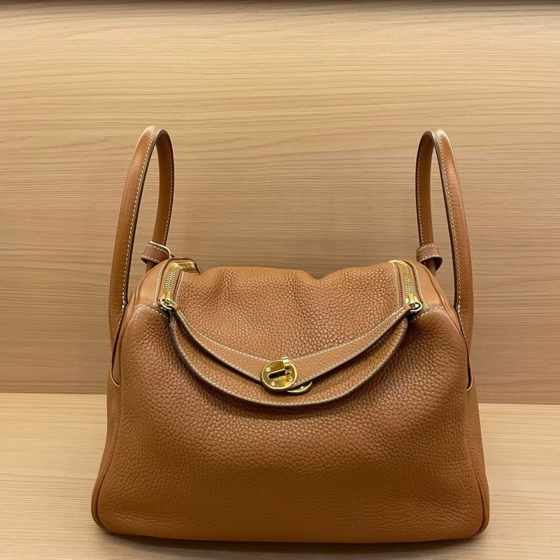 NO:C98 Hermes愛馬仕 LINDY 金棕色金扣TOGO 30，2017年 A  有塵袋 無盒子-0