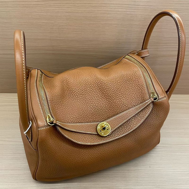 NO:C98 Hermes愛馬仕 LINDY 金棕色金扣TOGO 30，2017年 A  有塵袋 無盒子-5