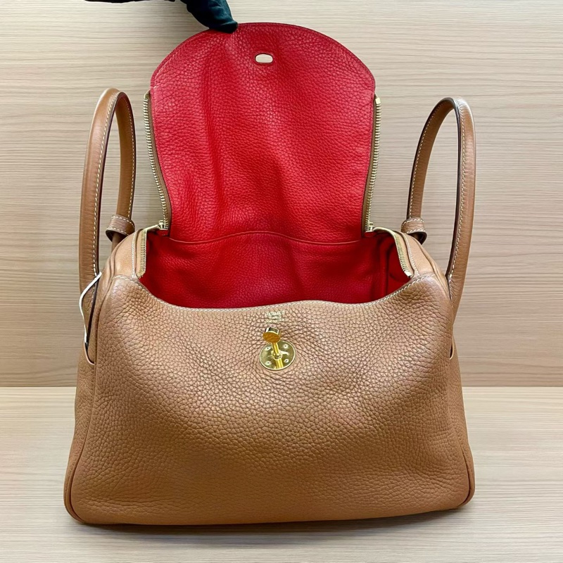 NO:C98 Hermes愛馬仕 LINDY 金棕色金扣TOGO 30，2017年 A  有塵袋 無盒子-6