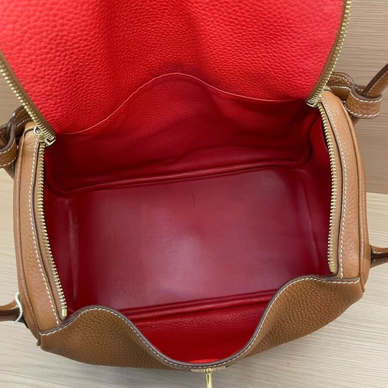 NO:C98 Hermes愛馬仕 LINDY 金棕色金扣TOGO 30，2017年 A  有塵袋 無盒子-7