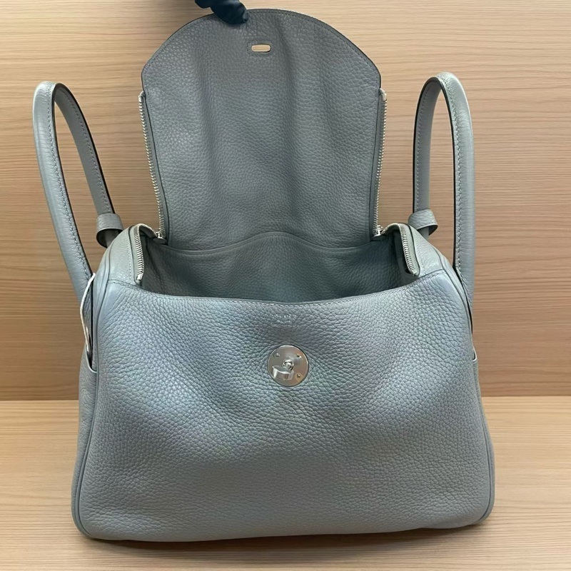 NO：C82 Hermes 愛馬仕 LINDY 灰色 銀扣TC 30 x刻 2016年 無附件-6