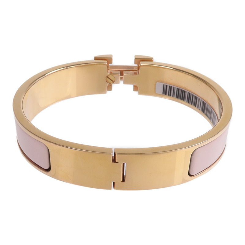 HERMES 金屬/琺瑯Clic H Bracelet手鐲Rose Candeur-2