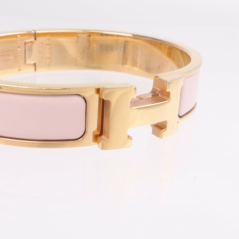 HERMES 金屬/琺瑯Clic H Bracelet手鐲Rose Candeur-4