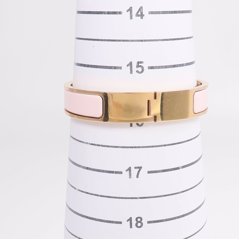HERMES 金屬/琺瑯Clic H Bracelet手鐲Rose Candeur-9