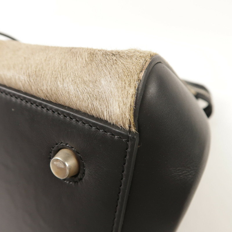 CELINE 牛皮皮革/馬毛Edge Bag手挽袋-9