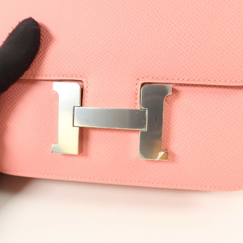 HERMES Epsom皮革Constance Mini肩背袋Rose Confetti-10