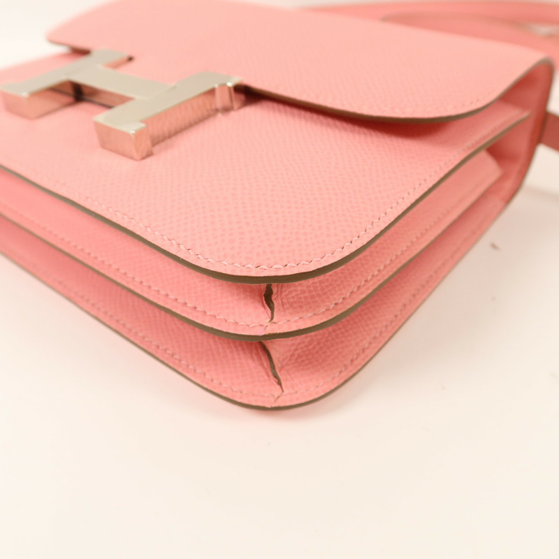 HERMES Epsom皮革Constance Mini肩背袋Rose Confetti-12