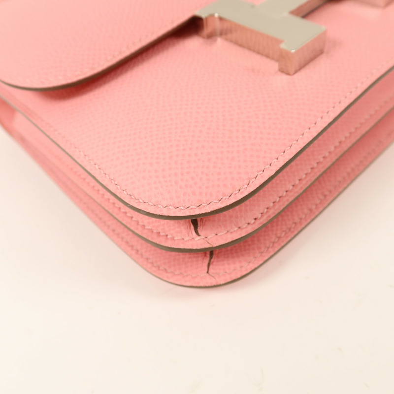 HERMES Epsom皮革Constance Mini肩背袋Rose Confetti-13
