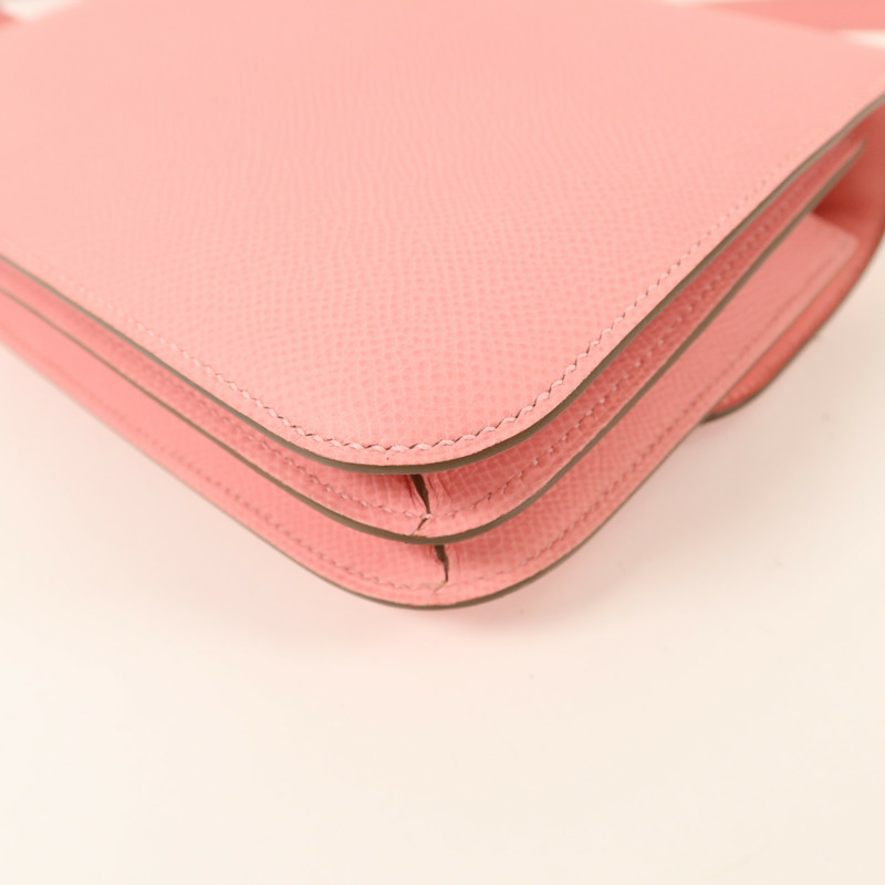 HERMES Epsom皮革Constance Mini肩背袋Rose Confetti-14