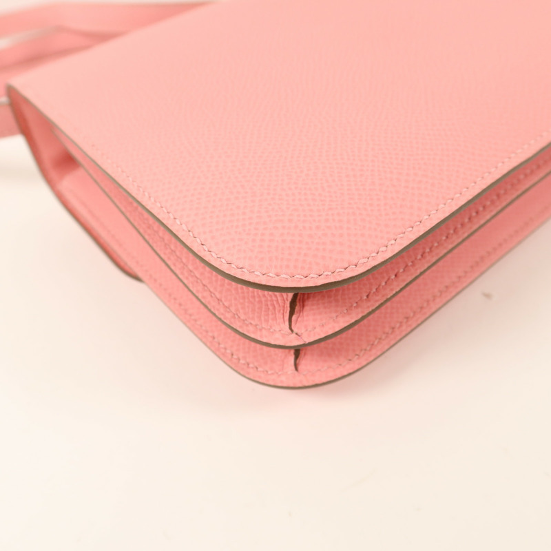 HERMES Epsom皮革Constance Mini肩背袋Rose Confetti-15